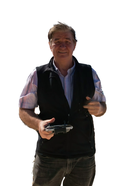 Colin Dixon holding a drone controller